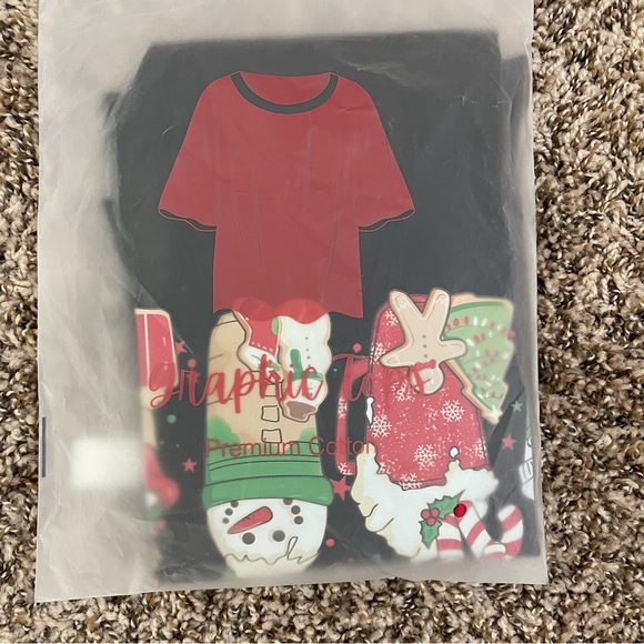 NWT Christmas Coffee Print T-Shirt, 100% Cotton T-Shirt, Coffee Lover - Picture 9 of 12